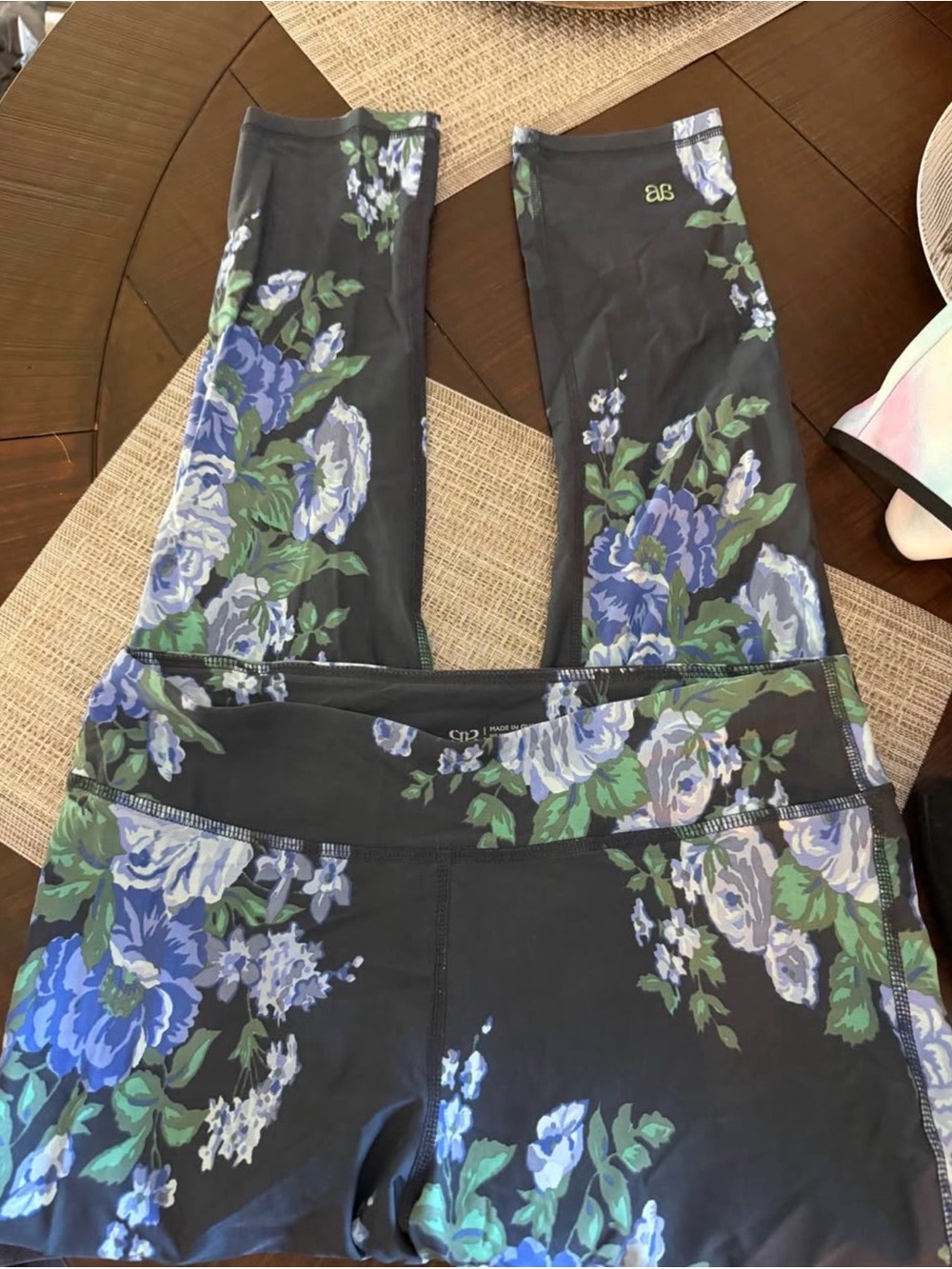 Albion Leggings with Blue & Green Bouquet
